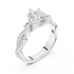 Gold Ring DDLR-281, Pear center stone, White Gold, view 2