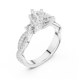 Gold Ring DDLR-281, Pear center stone, White Gold, view 2