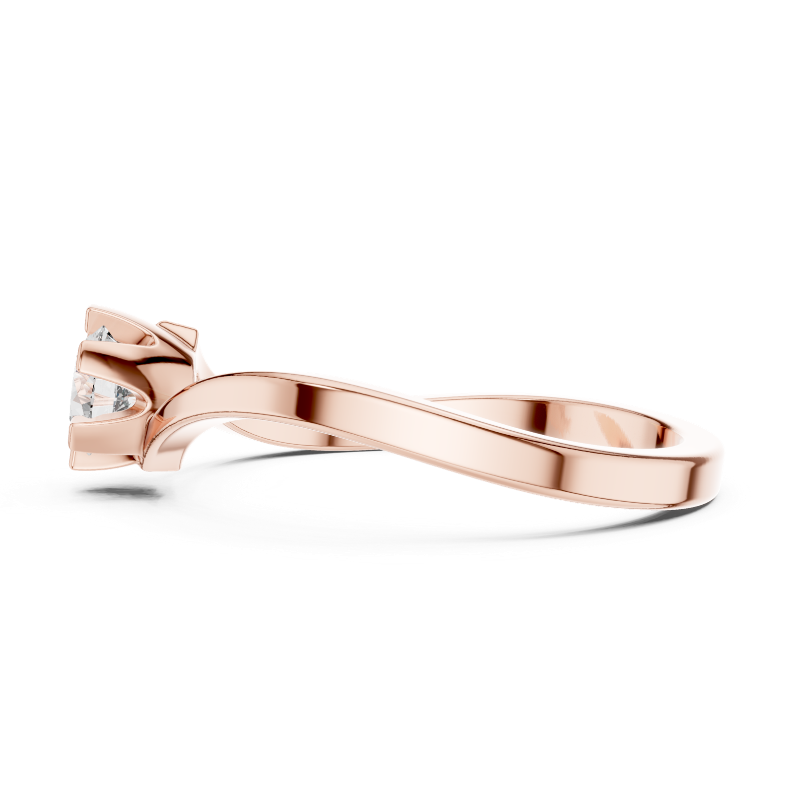 14K Solid Gold Lab Diamond Crossover Ring, Rose Gold, view 3