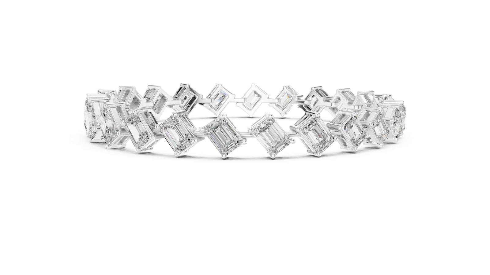 14K Solid Gold Lab Diamond Bracelet, White Gold, view 3