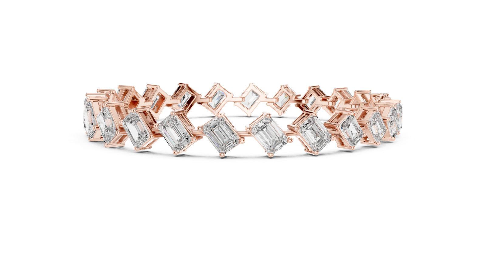 14K Solid Gold Lab Diamond Bracelet, Rose Gold, view 3