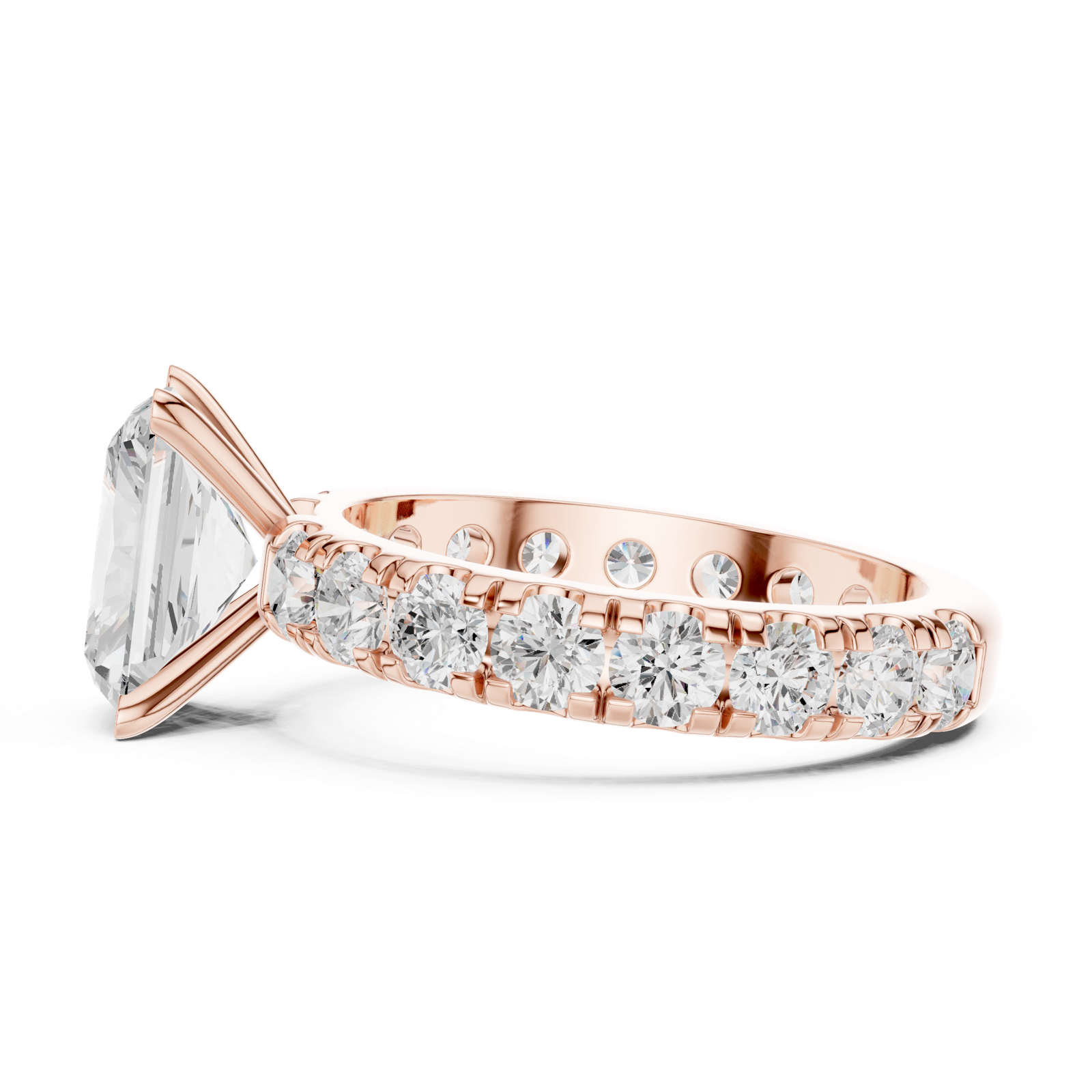 Gold Jewelry L35-63, Radiant center stone, Rose Gold, view 3