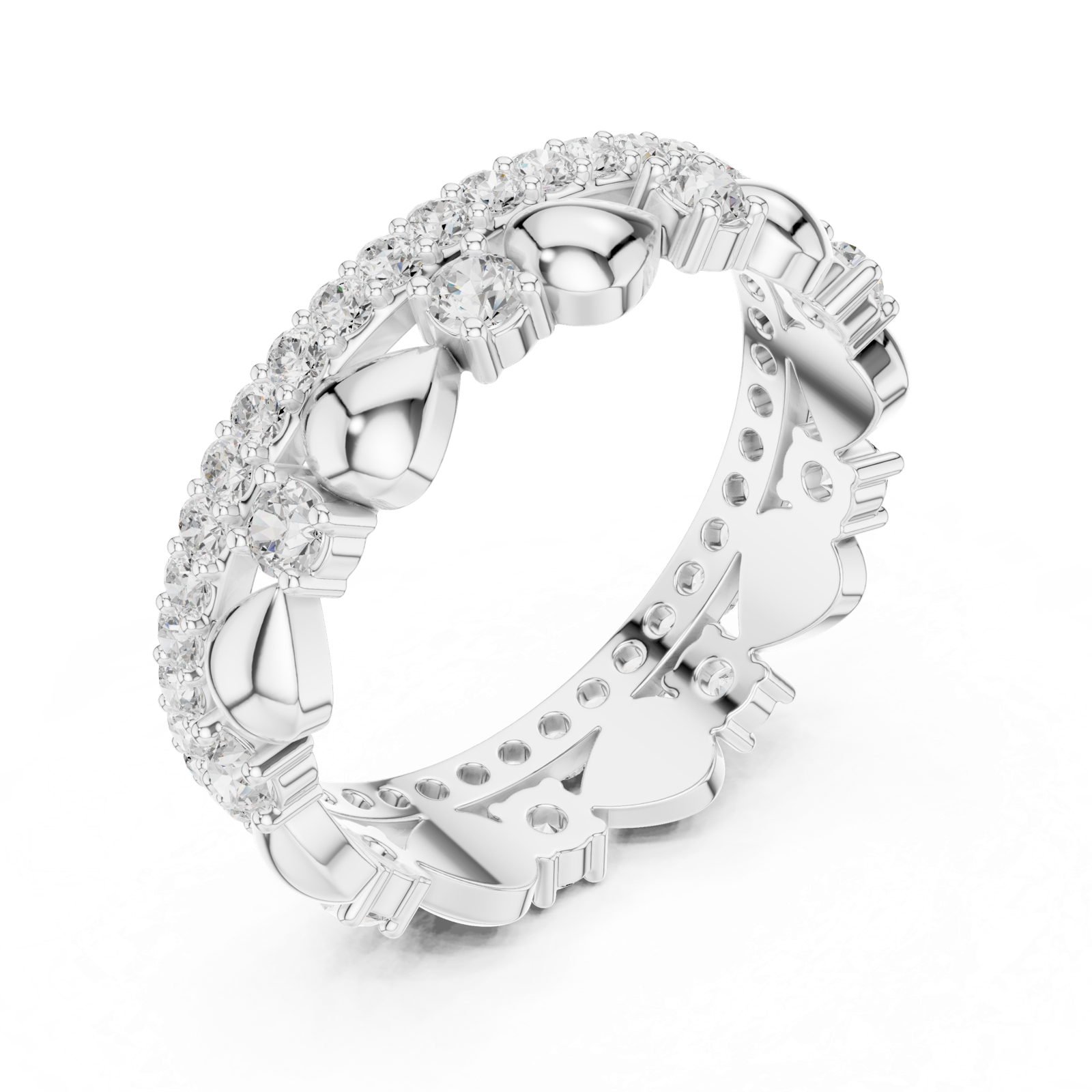 Gold Ring R30, White Gold, view 2