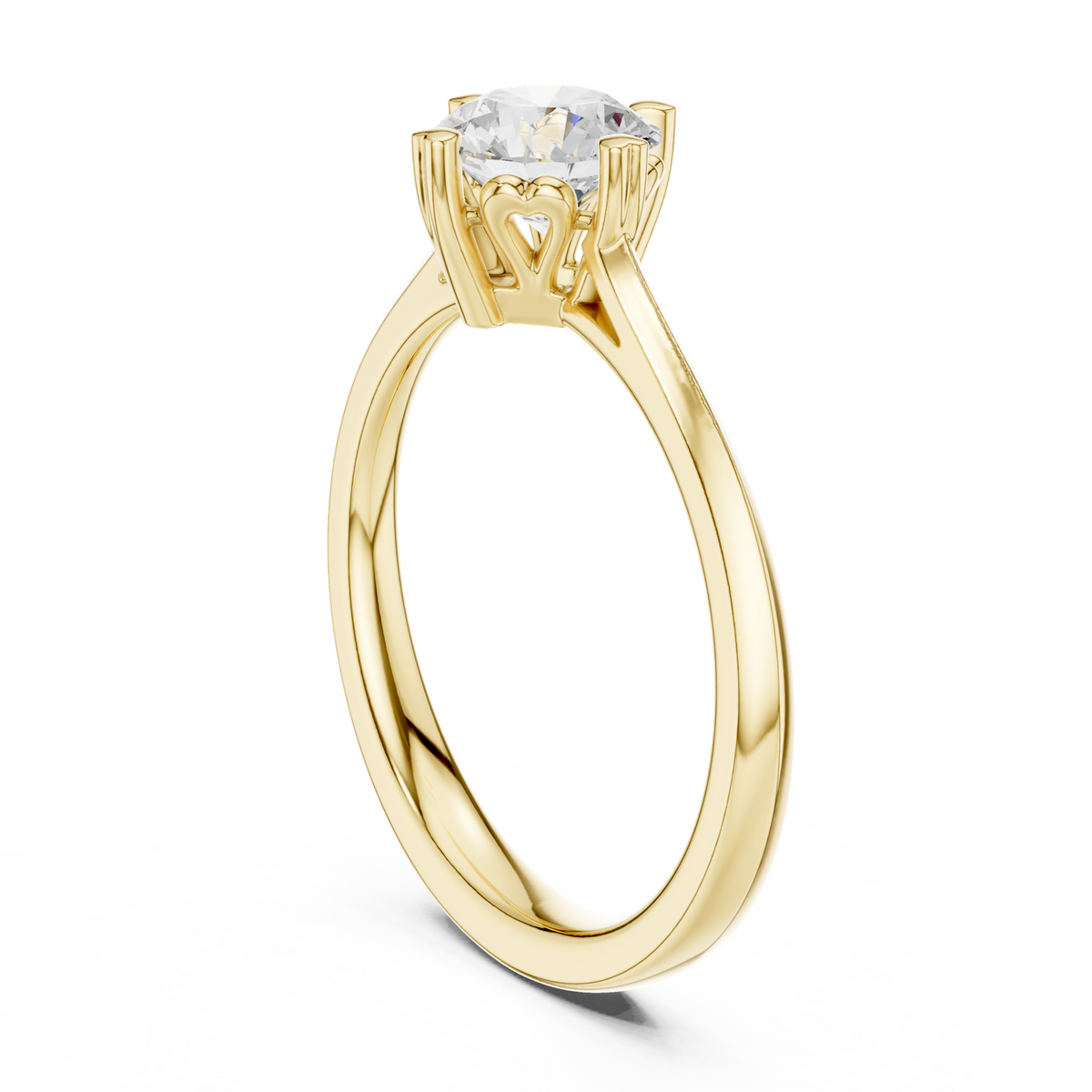 14K Solid Gold Lab Diamond Solitaire Ring, Yellow Gold, view 1