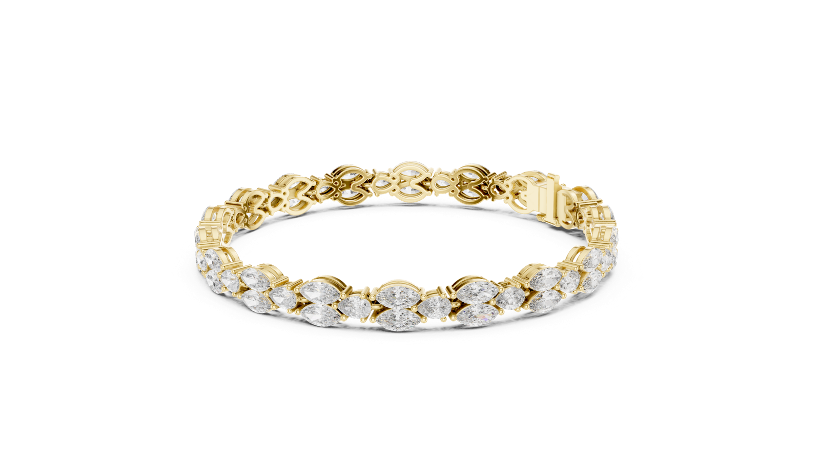 14K Solid Gold Lab Diamond Bracelet, Yellow Gold, view 1