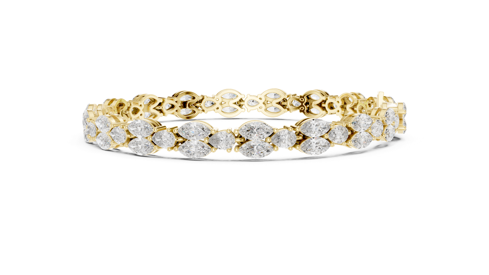 14K Solid Gold Lab Diamond Bracelet, Yellow Gold, view 3