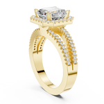Gold Ring DDLR-350, Asscher center stone, Yellow Gold, view 1