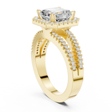 Gold Ring DDLR-350, Asscher center stone, Yellow Gold, view 1