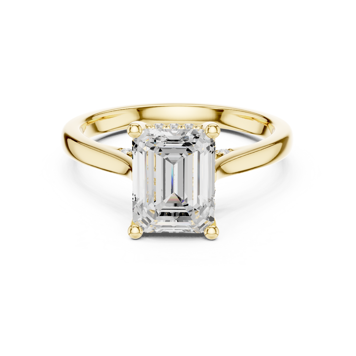 14K Solid Gold Lab Diamond Solitaire Ring, Yellow Gold