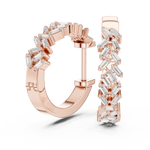 14K Solid Gold Lab Diamond Huggie Earrings, Rose Gold, view 1