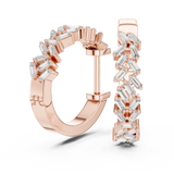 14K Solid Gold Lab Diamond Huggie Earrings, Rose Gold, view 1