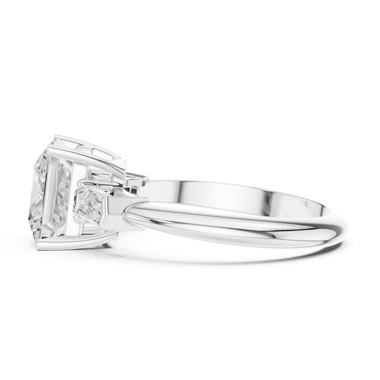 Gold Jewelry L35-67, Princess center stone, White Gold, view 3
