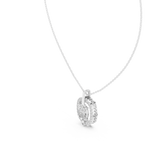14K Solid Gold Lab Diamond Halo Pendant Necklace, White Gold, view 2