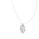 14K Solid Gold Lab Diamond Halo Pendant Necklace, White Gold, view 2