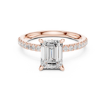 Gold Ring, Emerald center stone, Rose Gold, view 4