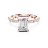 Gold Ring, Emerald center stone, Rose Gold, view 4