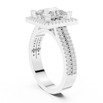 Gold Ring DDLR-341, Princess center stone, White Gold, view 1
