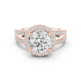 Gold Ring DDLR-350, Round center stone, Rose Gold
