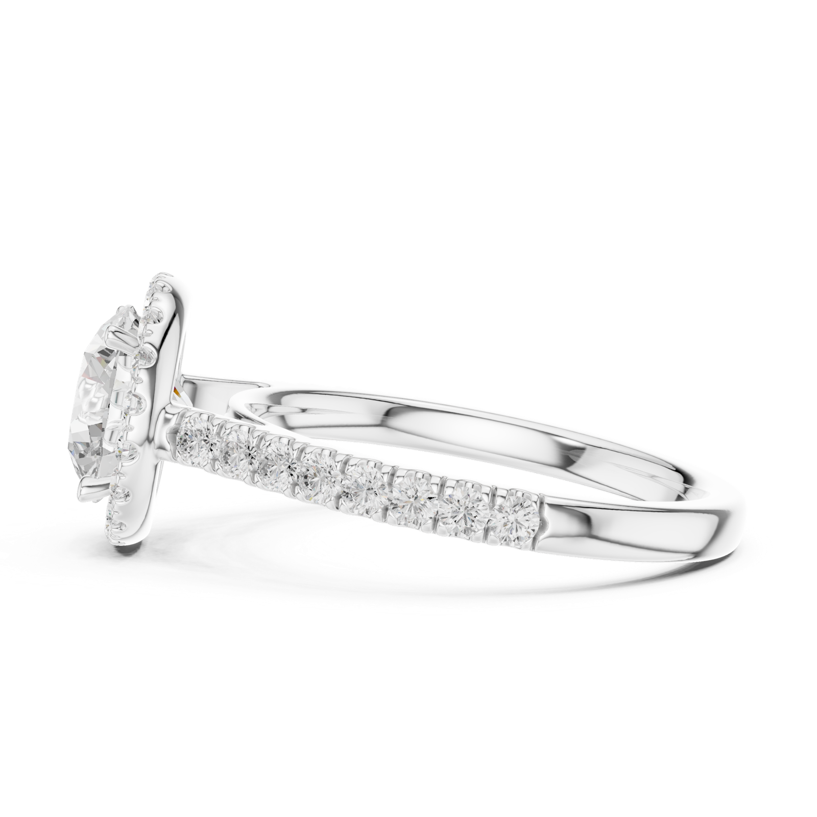 Gold Ring DDLR-118, Round center stone, White Gold, view 3