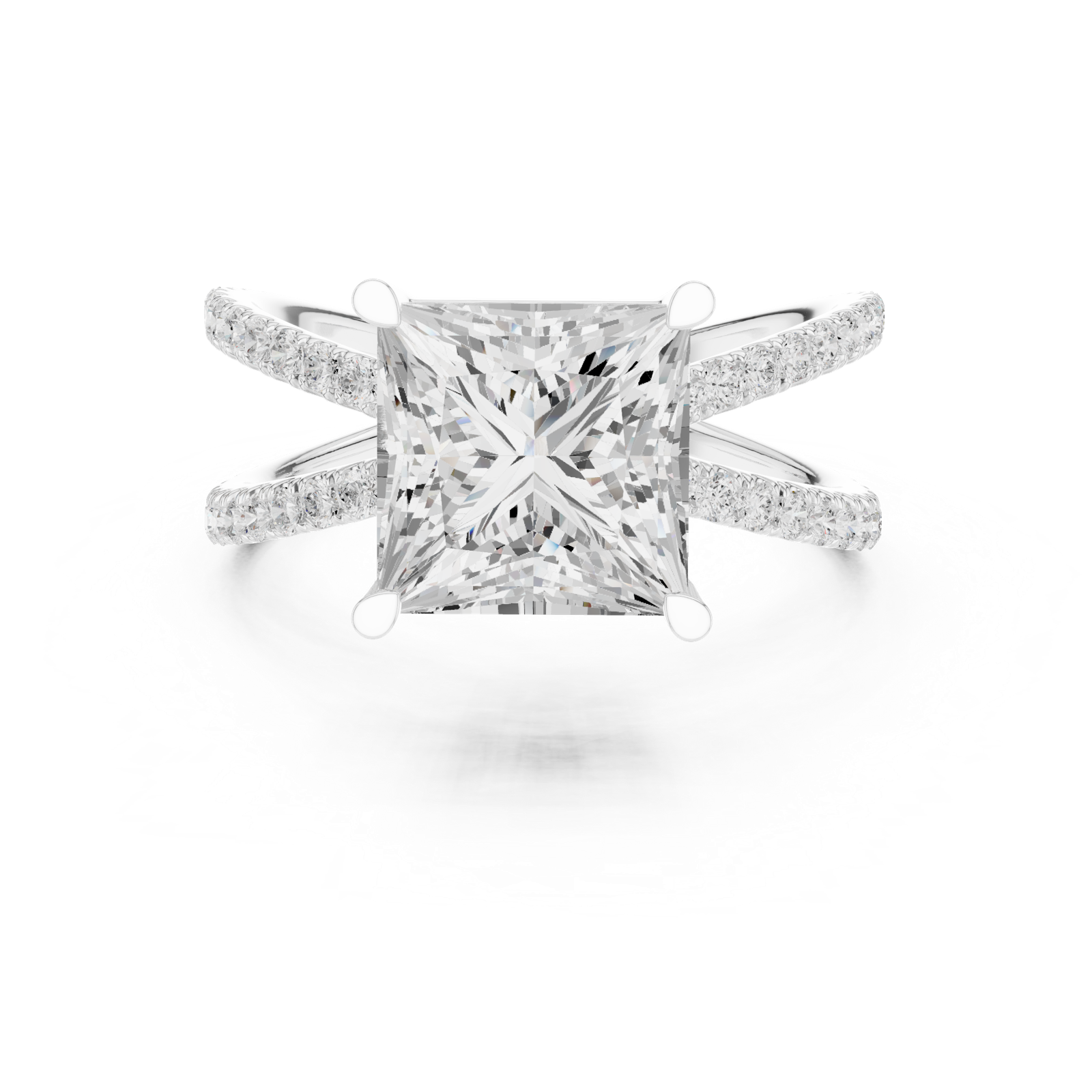 Gold Jewelry L36-25, Princess center stone, White Gold, view 4