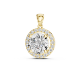 14K Solid Gold Lab Diamond Solitaire Pendant Necklace, Yellow Gold, view 2