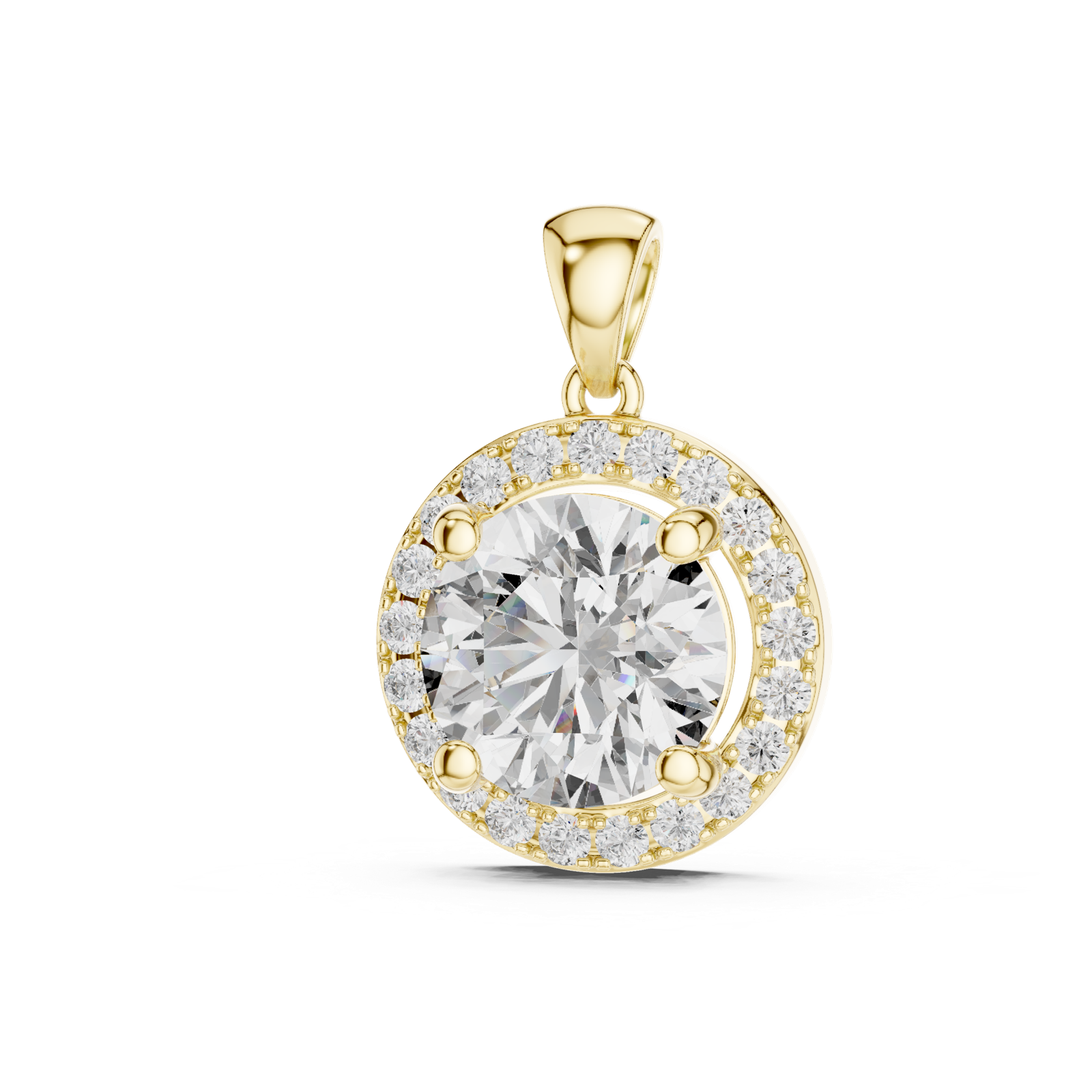 14K Solid Gold Lab Diamond Solitaire Pendant Necklace, Yellow Gold, view 2