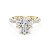 Gold Ring DDLR-259, Heart center stone, Yellow Gold, view 4