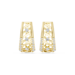 14K Solid Gold Lab Diamond Cluster Earrings, Yellow Gold