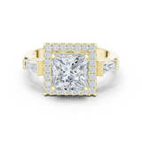 Gold Ring DDLR-342, Princess center stone, Yellow Gold