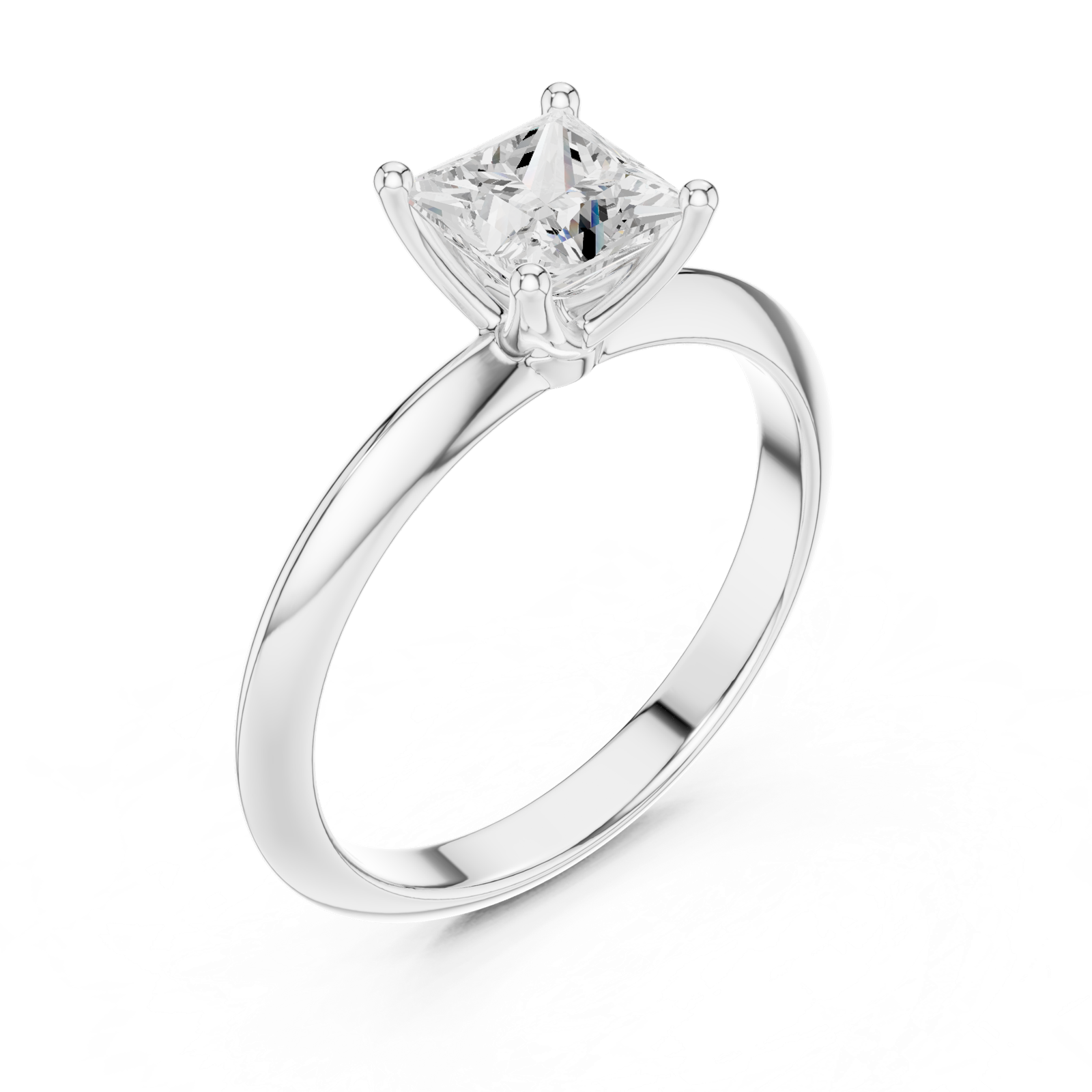 Gold Jewelry L36-6, Princess center stone, White Gold, view 2