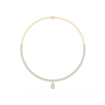 14K Solid Gold Lab Diamond Tennis Necklace, Yellow Gold