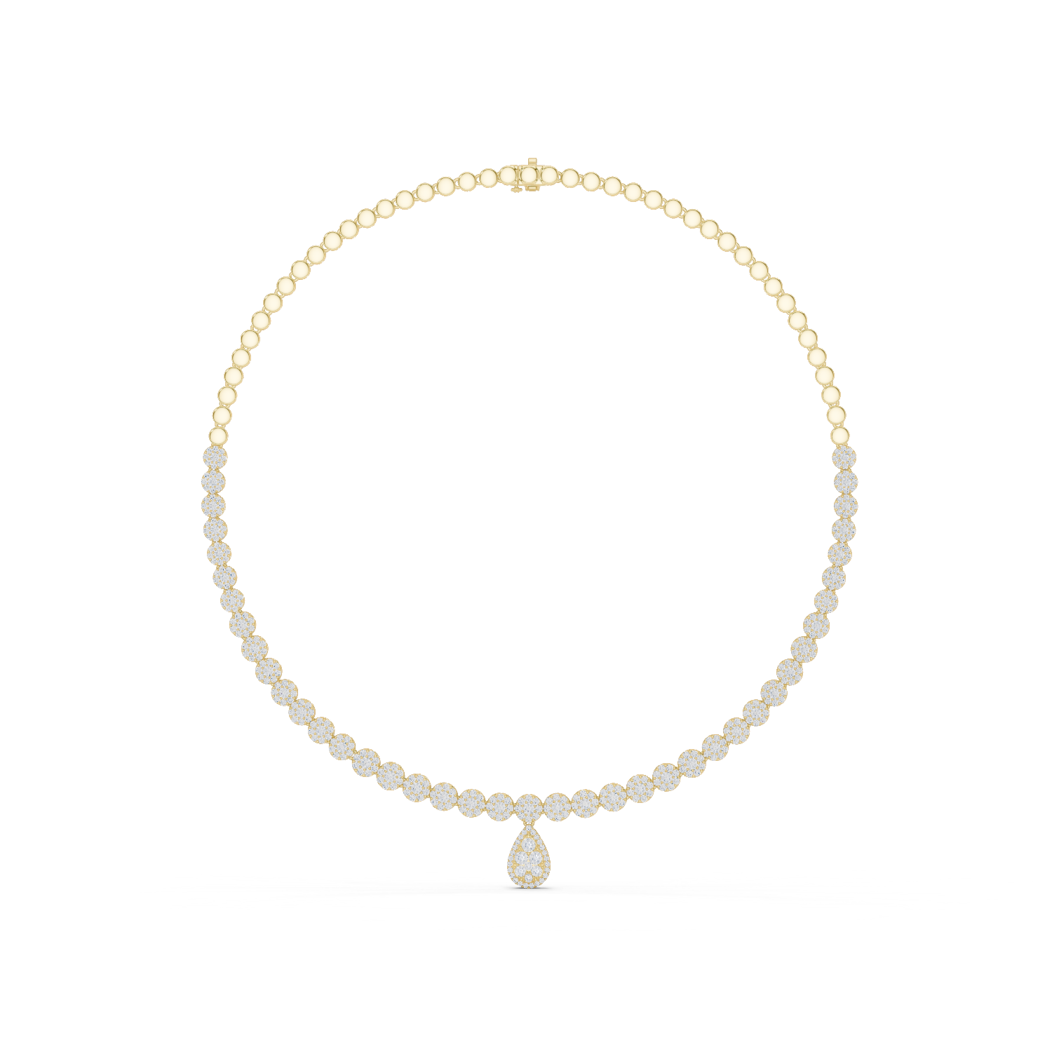 14K Solid Gold Lab Diamond Tennis Necklace, Yellow Gold