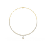 14K Solid Gold Lab Diamond Tennis Necklace, Yellow Gold