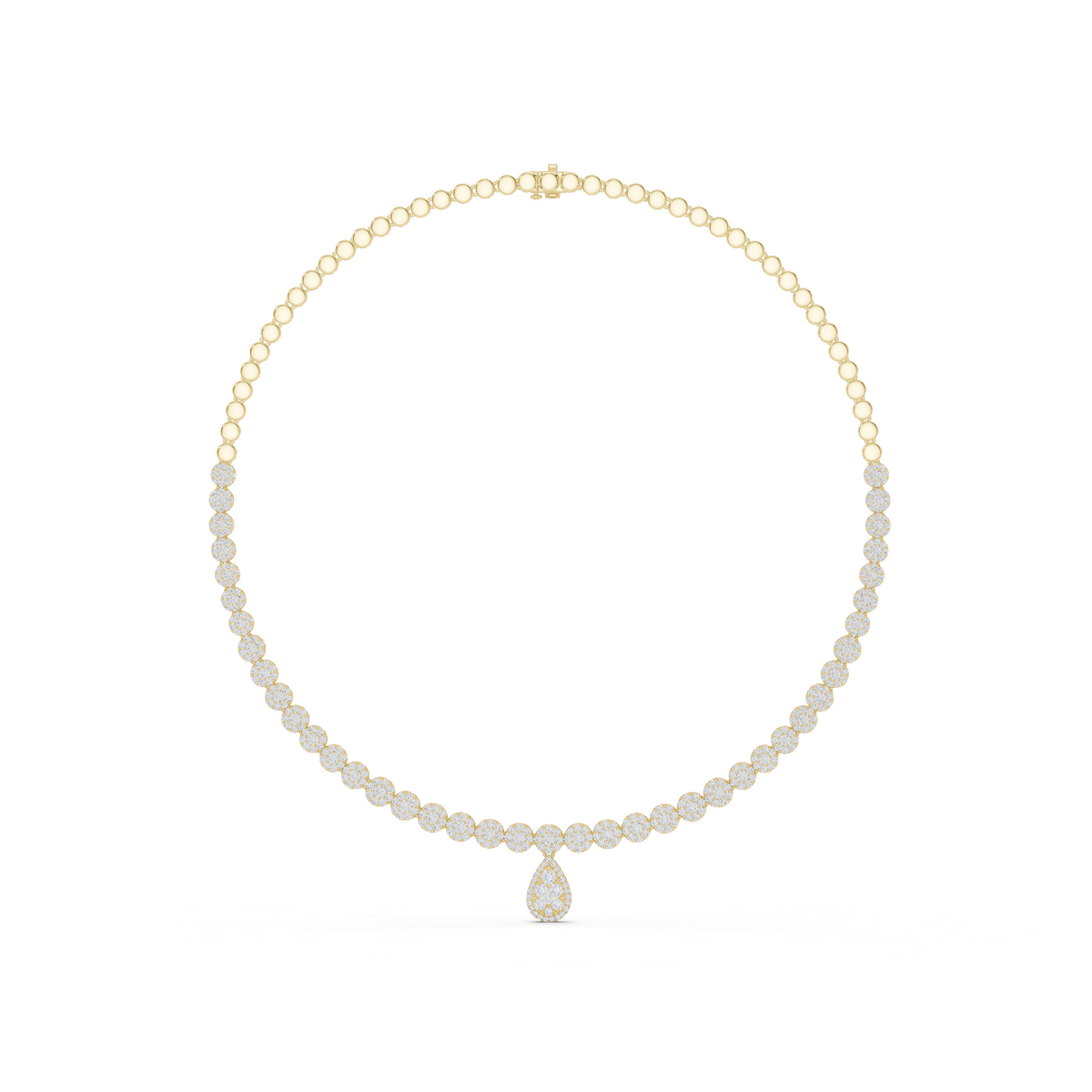 14K Solid Gold Lab Diamond Tennis Necklace, Yellow Gold