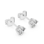14K Solid Gold Lab Diamond Stud Earrings, White Gold, view 2