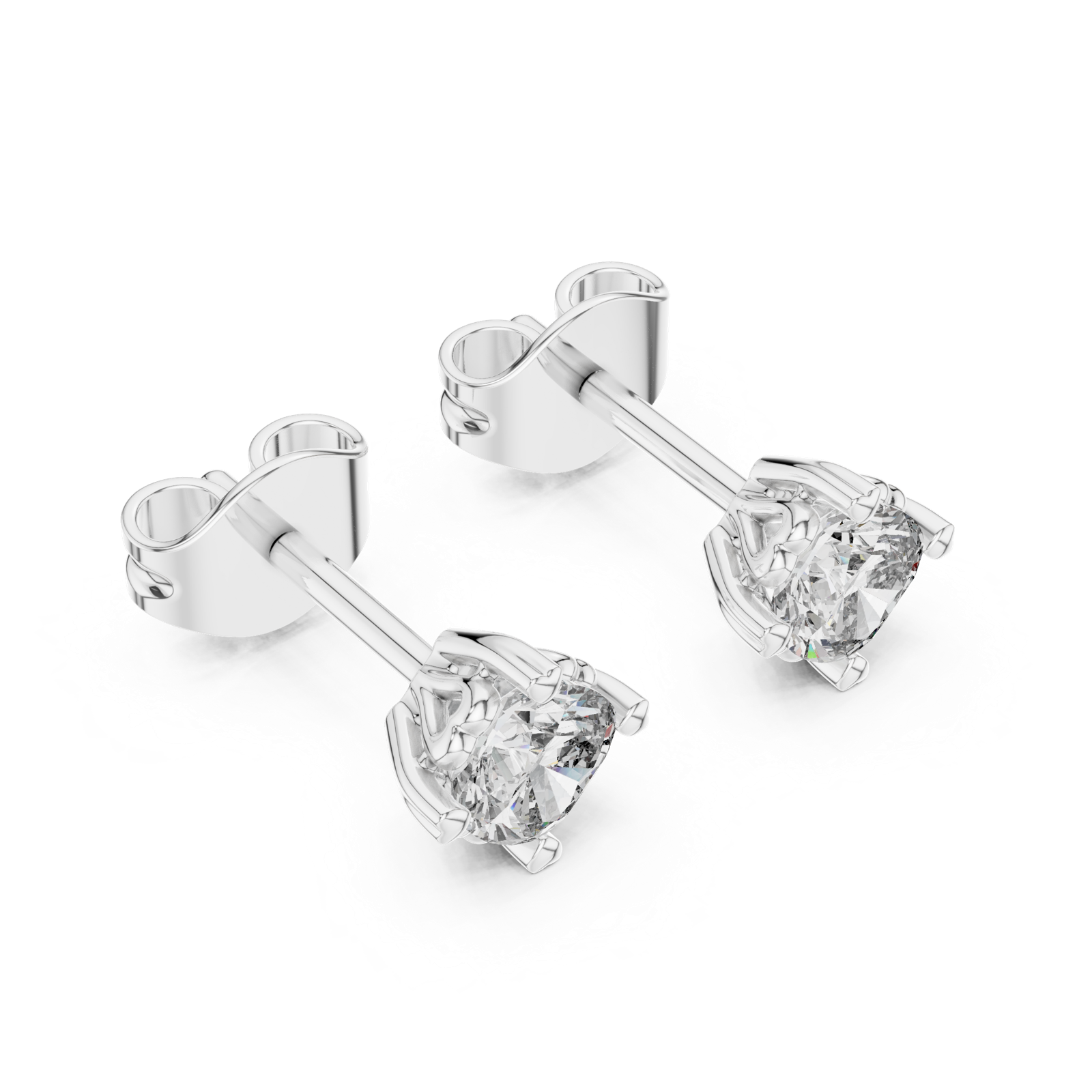 14K Solid Gold Lab Diamond Stud Earrings, White Gold, view 2
