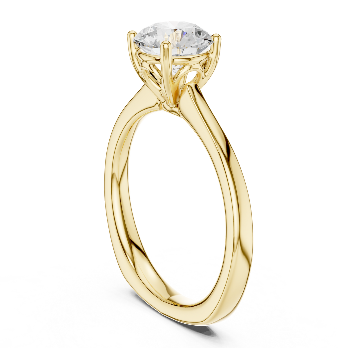 14K Solid Gold Lab Diamond Solitaire Ring, Yellow Gold, view 1