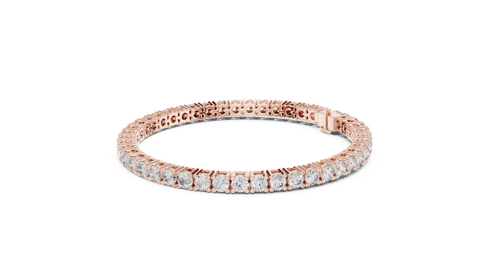 14K Solid Gold Lab Diamond Bracelet, Rose Gold, view 1