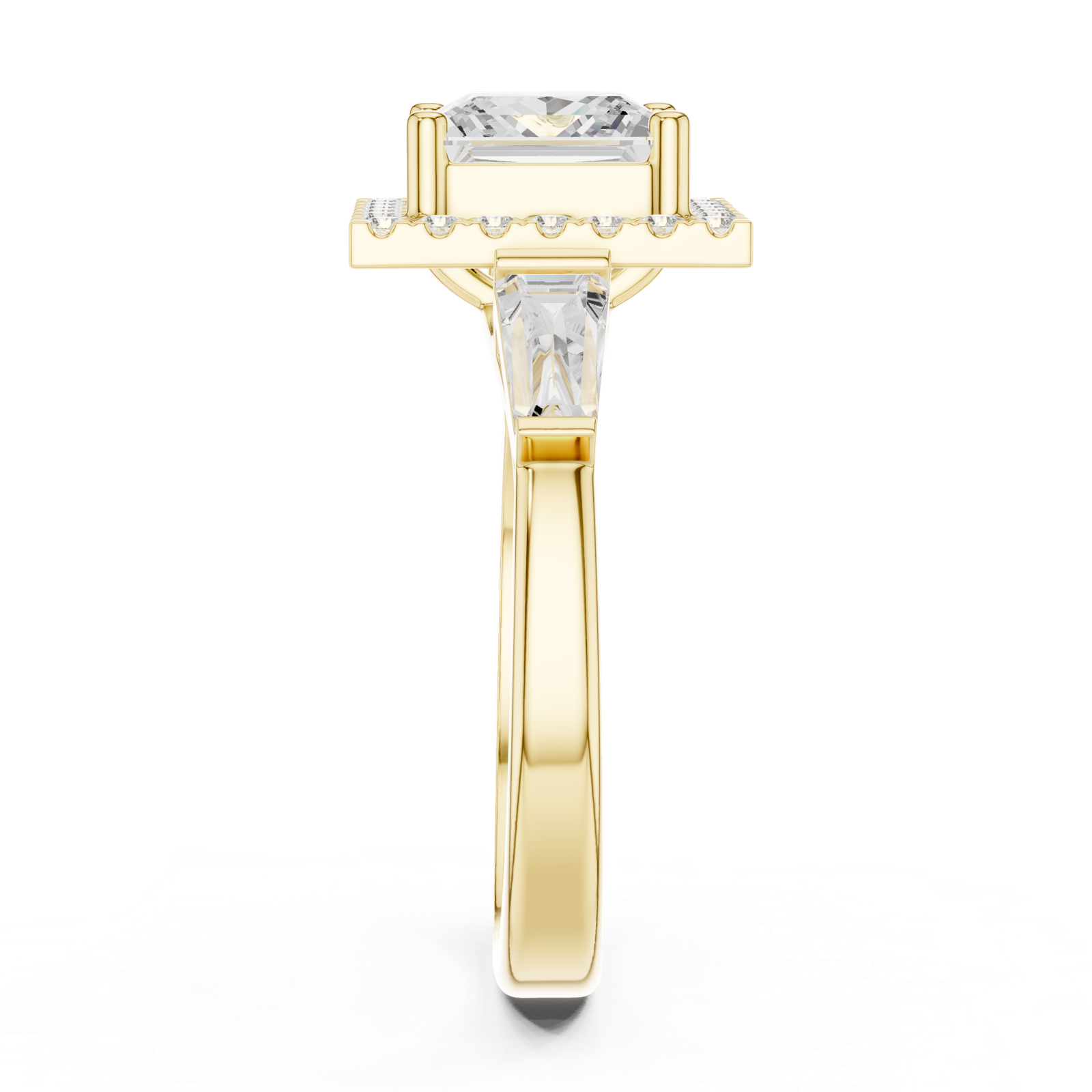 Gold Ring DDLR-342, Princess center stone, Yellow Gold, view 3