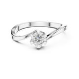 14K Solid Gold Lab Diamond Crossover Ring, White Gold