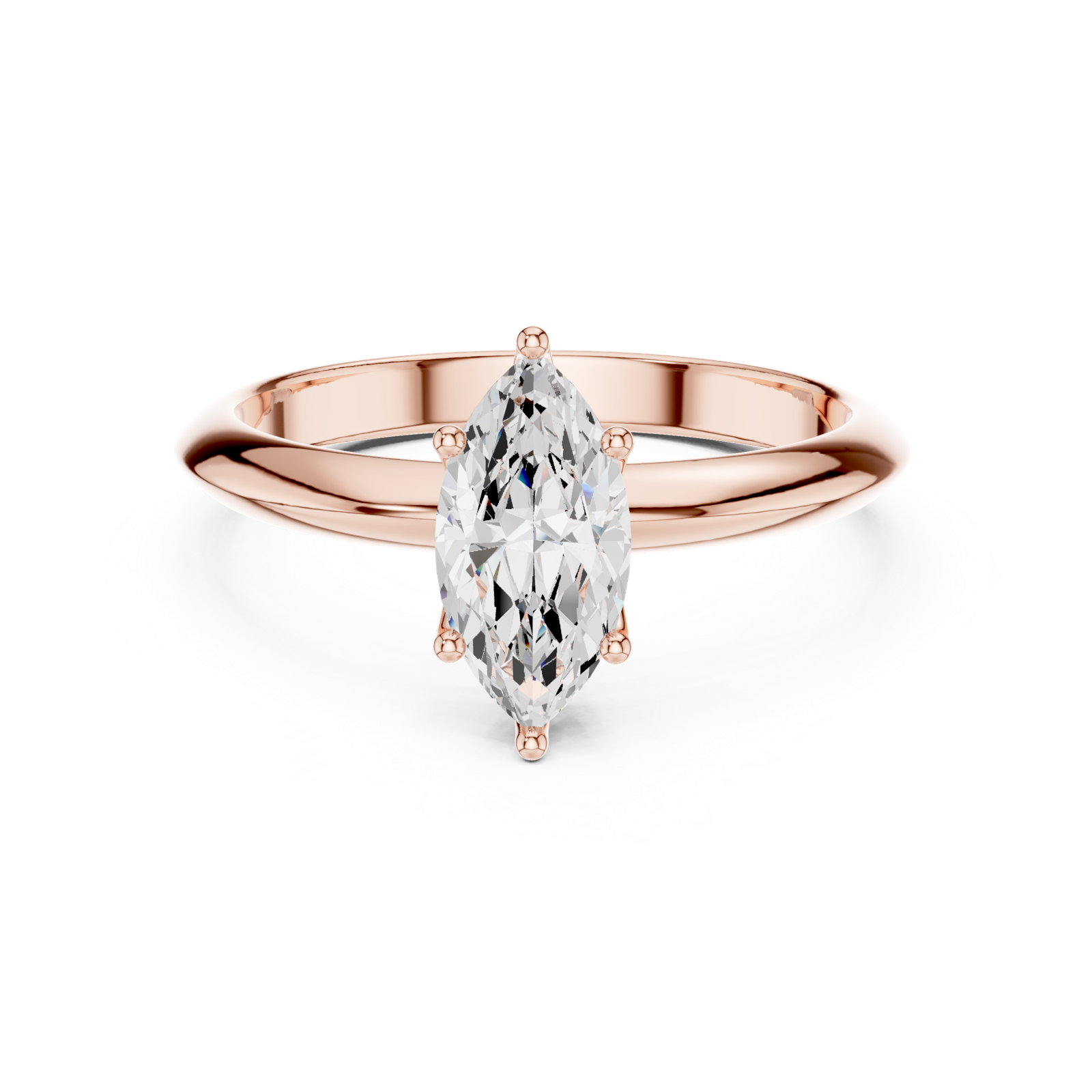 Gold Jewelry L36-6, Marquise center stone, Rose Gold, view 4