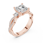 Gold Ring, Asscher center stone, Rose Gold, view 2