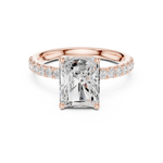 Gold Ring DDLR-161, Radiant center stone, Rose Gold, view 4