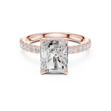 Gold Ring DDLR-161, Radiant center stone, Rose Gold, view 4