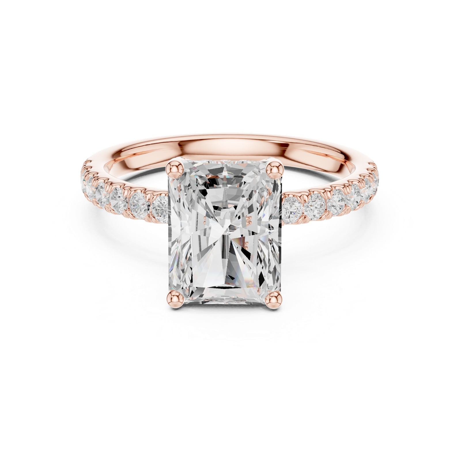 Gold Ring DDLR-161, Radiant center stone, Rose Gold, view 4