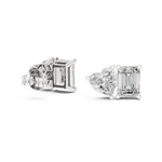 14K Solid Gold Lab Diamond Cluster Earrings, White Gold, view 1