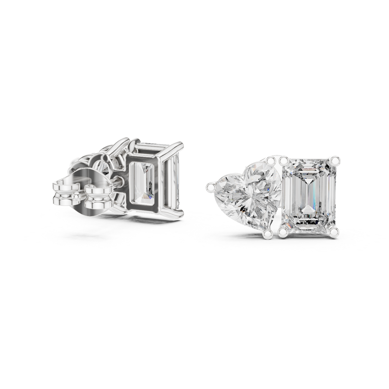14K Solid Gold Lab Diamond Cluster Earrings, White Gold, view 1