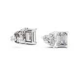 14K Solid Gold Lab Diamond Cluster Earrings, White Gold, view 1