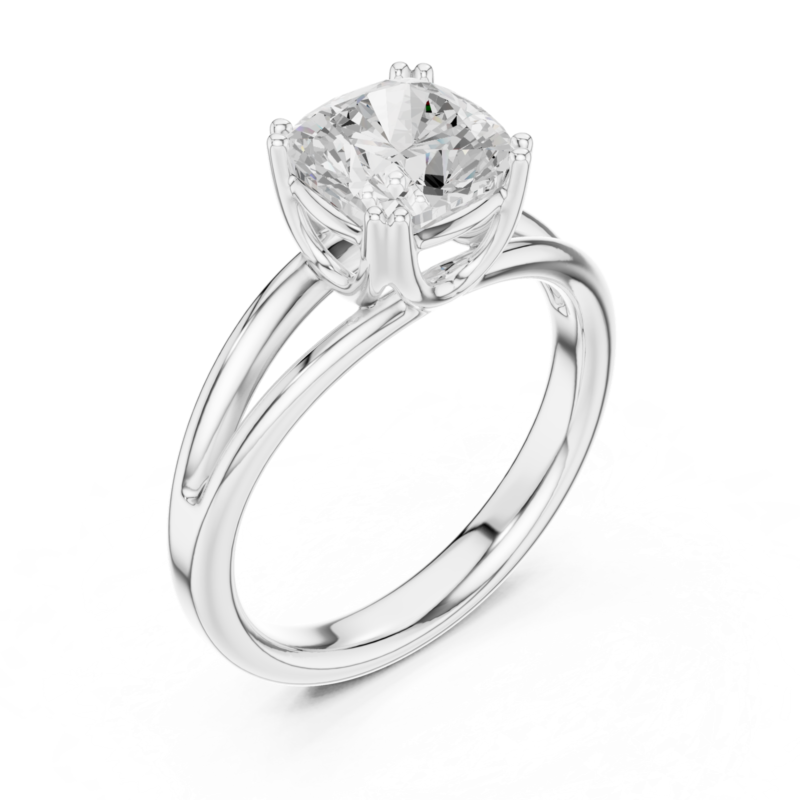 Gold Jewelry L36-7, Cushion center stone, White Gold, view 2