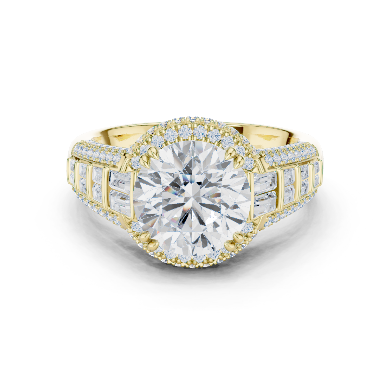 Gold Ring, Round center stone, Yellow Gold